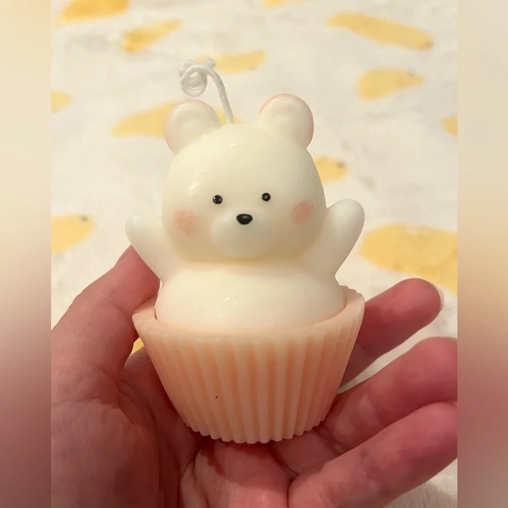 Cute Bear Cupcake Candle
